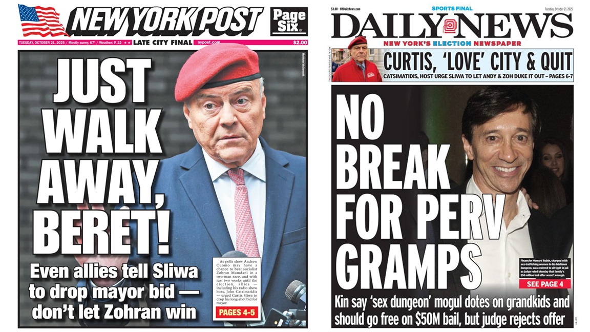 New York Daily News and New York Post covers