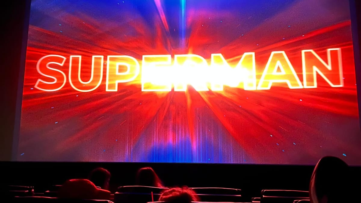 Title for SUPERMAN on a movie screen